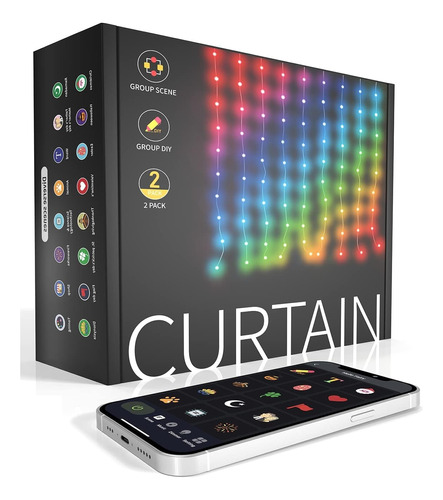 Cortina Luces Led Decorativa Diy Musica Multicolor App Ctrl
