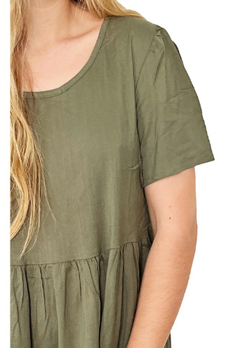 Vestido Lino Manga Corta