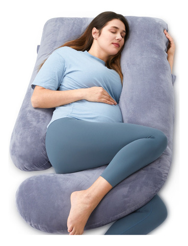 Vasoyo Almohada Para Embarazo En Forma De U Para Dormir Cómodo Con Funda De Terciopelo Lavable Gris;Para Embarazo En Forma De U Para Dormir Cómodo Con Funda De Gris; Terciopelo Cristal Lavable;Almohad