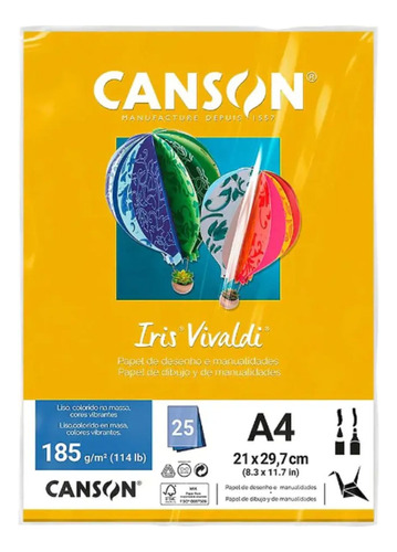 Papel Canson Iris Vivaldi 185g 25fls A4