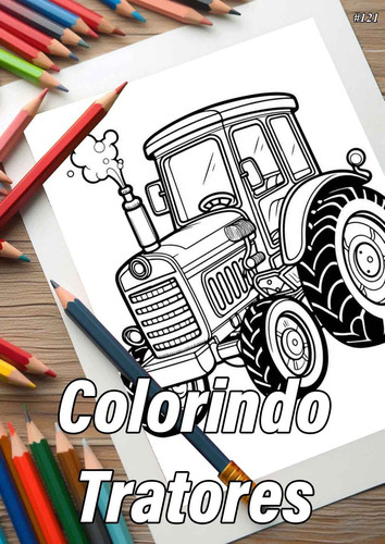 Caderno Com 50 Desenhos Para Colorir Tratores - Tamanho A4 (21x29,7cm) #121