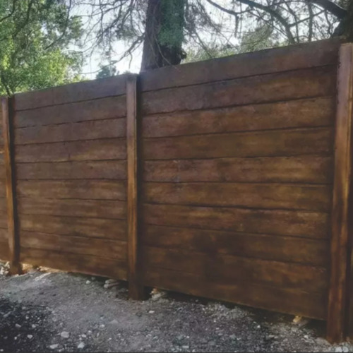 Muro Cerco Prefabricado De Hormigón - Modelo Simil Quebracho Madera
