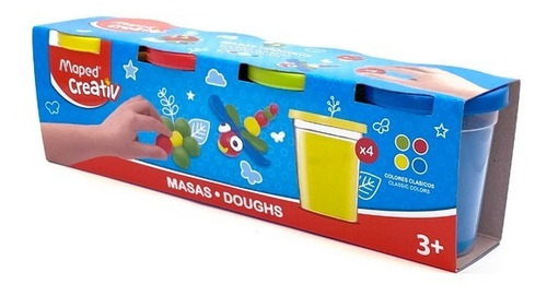 Imagen 1 de 4 de Masa Emociones Masas Colores Fluo 120gr X4 Potes Maped Edu