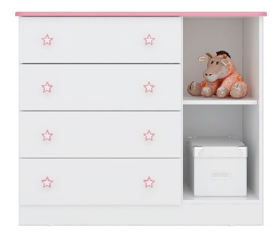 Quarto Bebê Com Berço E Cômoda Alegria Baby Branco Rosa