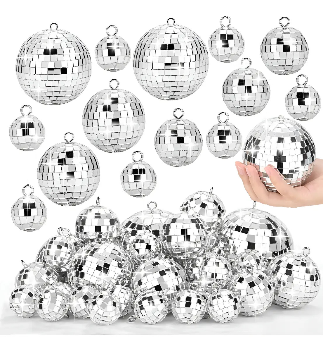 40pcs Silver Bola De Espejos Disco Mirror Balls Decoración