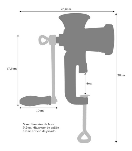 Imagen 4 de 7 de Picadora De Carne Manual Desarmable Aluminio Fundido Outlet