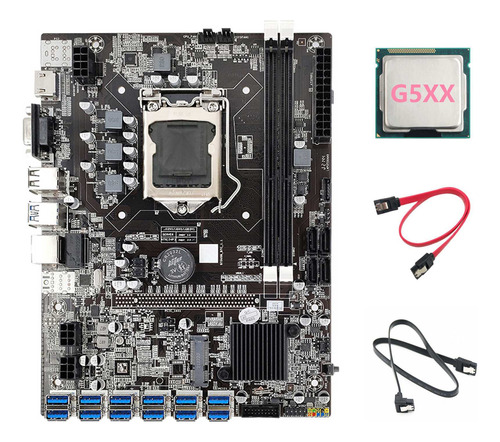 Placa Base Minera B75 Bct+cpu G5xx+2 Cables Sata De 12 Pcie