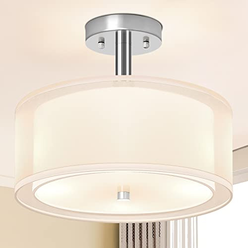 Modern 3-lights Semi Flush Mount Light Fixture, 12  Clo...