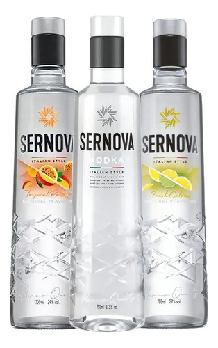 Combo Vodka Sernova Italian Style, Tropical & Citrus 700ml Sabor