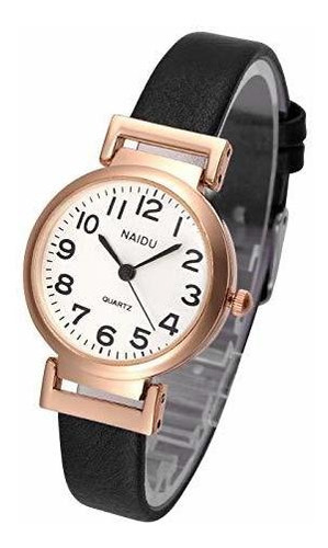 Reloj De Pulsera De Cuero Mujer Rose Gold Casual