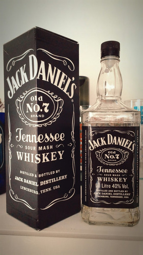 Botella Vacía De Jack Daniels 1 Litro Con Caja