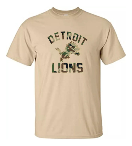 Camisa Beige Detroit Lions, Playera Camuflaje Leonino