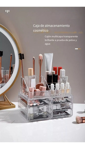 Organizador De Maquillaje Acrílico Multifunción Con Cajón K2 Blanco
