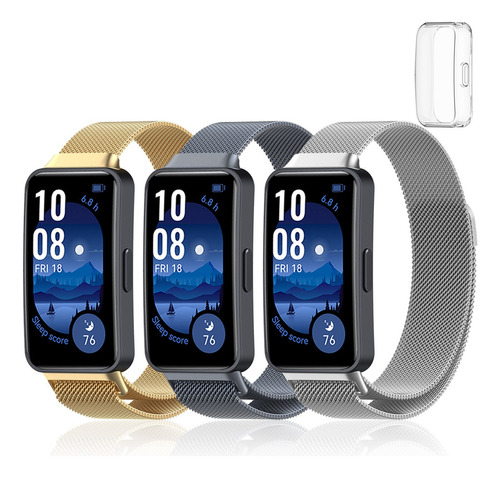 3 Correa De Acero Milanés + Tpu Funda Para Huawei Band 9 8