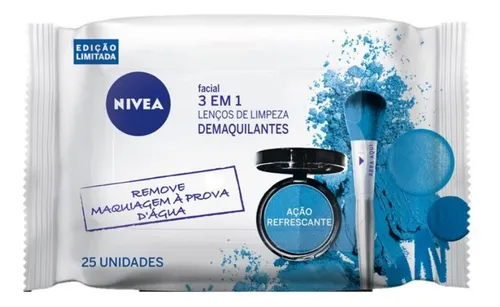 Kit Com 3 Pacotes D Lenco Nivea Demaquilante  Azul 3em1 25un