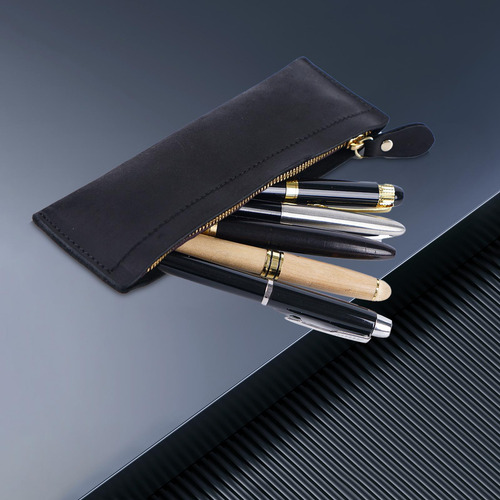 Cartera, Bolso, Portalápices, Pu, Clásico, Estuche Negro