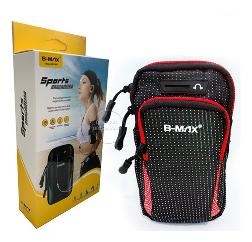 Braçadeira Sports Com Saída De Fone B-max Bm-f905 - Vermelho