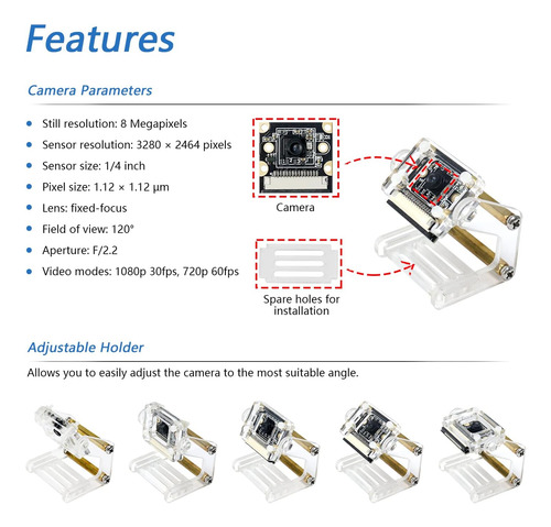 Cámara De 8mp Para Raspberry Pi 5 4 B 3 B B A Zero W Jetson