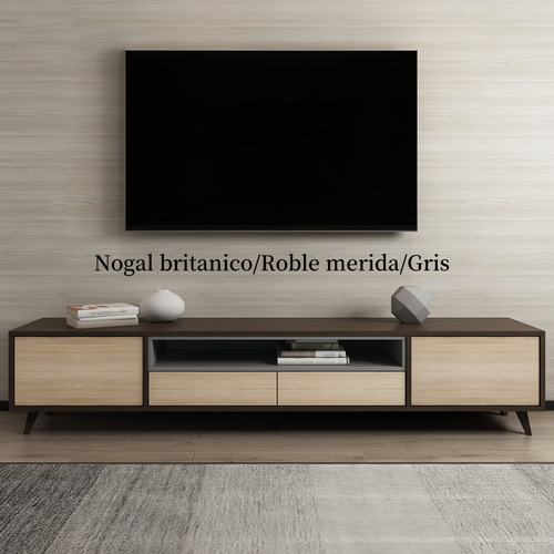 Mueble Para Televisión Estilo Nórdico Minimalista 240x40x44