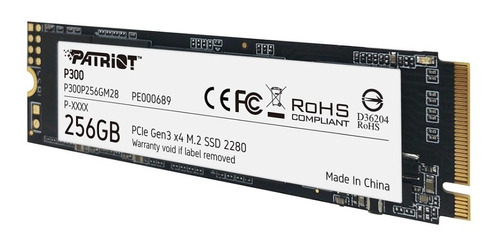 Disco Solido M.2 Nvme 256 Gb Patriot P300 Pcie Gen 3x4