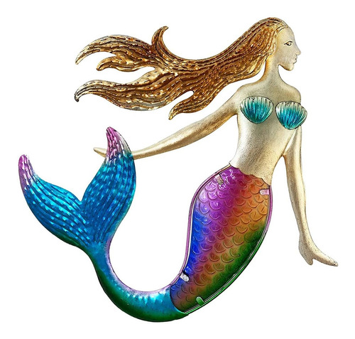 Seefun Decoracion Pared Sirena Metal Para Exterior Colgante