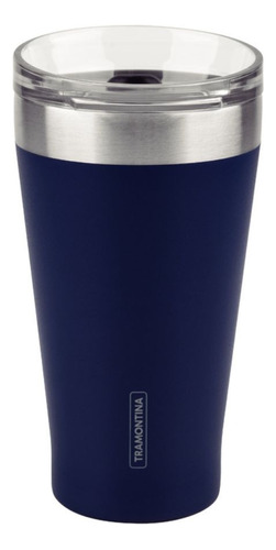 Vaso térmico Tramontina Exata Blue de acero inoxidable con tapa 550 ml