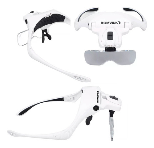 Óculos Lupa Com Led 5 Lentes Ajustáveis Para Joalheria