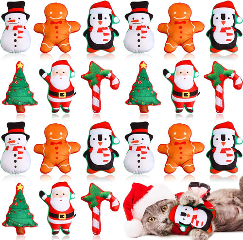 24 Piezas De Navidad Catnip Juguetes Regalos Xmas Peluc...