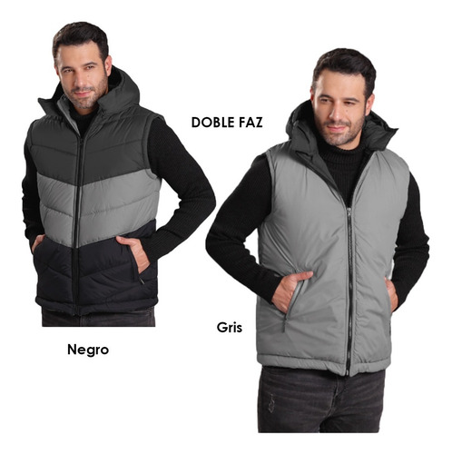 Imagen 2 de 6 de Chaleco Hombre Acolchado Impermeable Con Capota Urbano