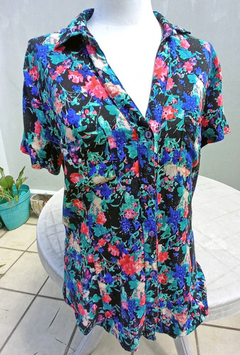 Camisa Mujer Mangas Cortas Floreada Excelente Estado Large