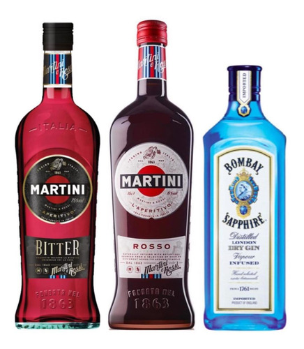 Gin Bombay + Martini Rosso + Martini Bitter Kit Negroni
