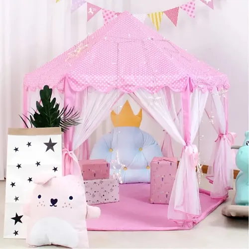 Tienda De Campaña Infantil Hexagonal Besrey Con Luces, Fuerte De Juego Para Interiores Y Exteriores, Fácil Montaje En 3 Pasos
