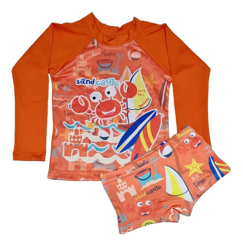 Imagem 7 de 9 de Blusa Proteção Solar Uv Com Sunga Biquini Moda Praia Menino