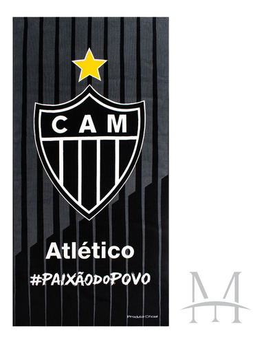 Toalha Atlético Mineiro Aveludada Banho Praia Buettner Cor Preto