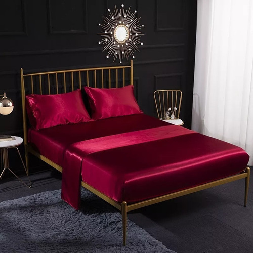 Conjunto De Cama Doble Matrimonial Juego De Seda De 4piezas