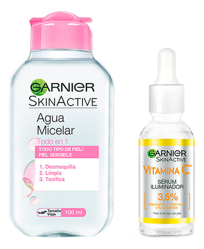 Kit Viaje Garnier: Serum Vitamina C Y Agua Micelar 100ml