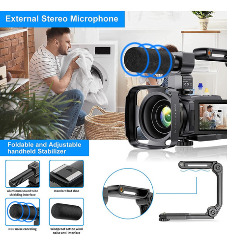 Videocámara 4k Uhd 48mp Wifi Ir Visión Cámara