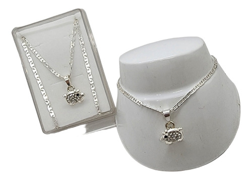 Collar De Cerdito Rosa De Plata 925+ Pulsera Ce8