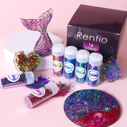 Renfio Camaleón Chunky Glitter, 16 Colores Cambio De Color R