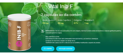 2x Vital Inib-f Vitamina E Óleo De Coco 60 Cápsulas