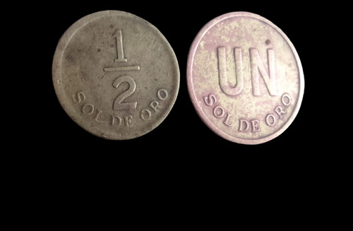 Monedas Perú 1/2 Y 1 Sol De Oro 1975