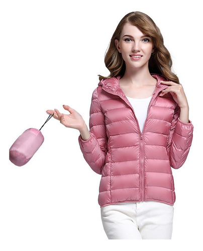 Chaqueta Acolchada Ligera Con Capucha Para Mujer