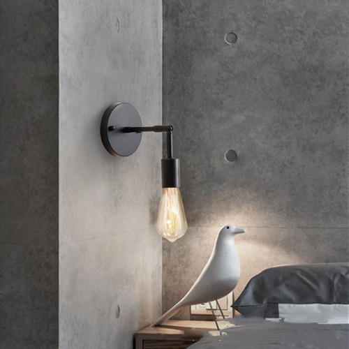 Aplique De Pared Kivs Way Lampara Metal Color Negro E27 Diseño Industrial Abatible (p116)
