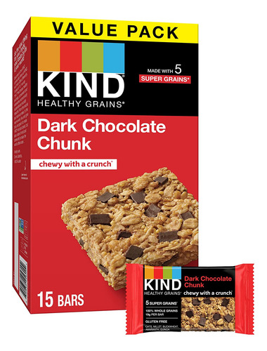 Kind Barras De Granos Saludables, Trozos De Chocolate Oscuro