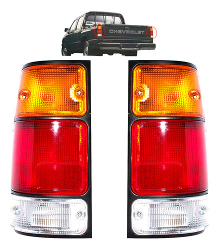 Imagen 3 de 8 de Par Farol Trasero Rh/lh Chevrolet Luv 1989/1996 Borde Negro