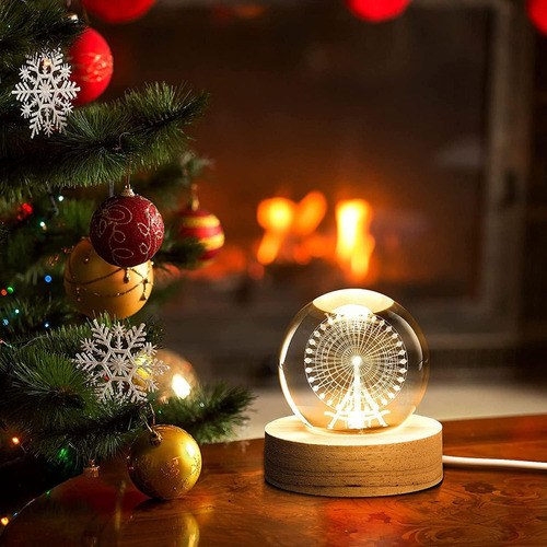 Luz Nocturna Led 3d Galaxy Bola De Cristal Lámparas De Mesa
