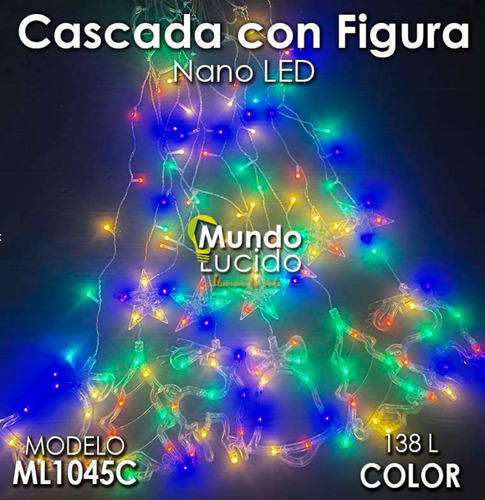 Cortina Led Reno, Pino Y Campana Luz Colores 138 Luces 4 Mts