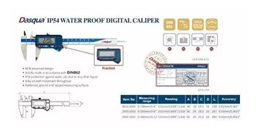 Calibrador Digital Pantalla Grande 0-6''*Mm/Fracción/In DASQUA