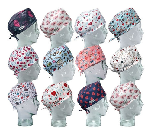 Kit 4pçs Gorro Cirurgica Enfermagem Dentista Cozinha Chef