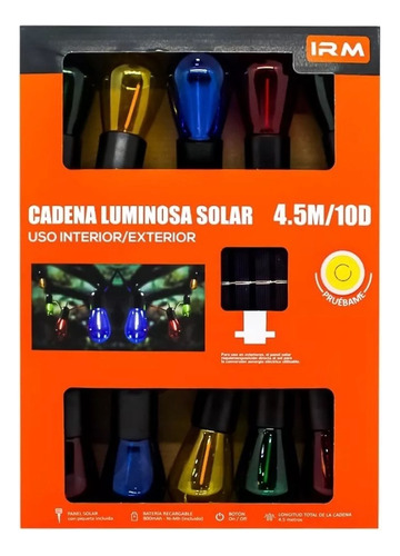 Cadena Luminosa Solar Led Multicolor 4,5m